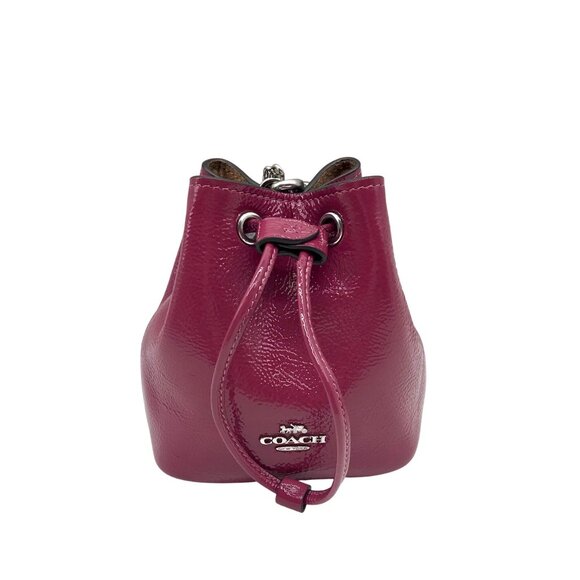 Coach Purple Patent Leather Crinkle Drawstring Wristlet - Picture 1 of 11